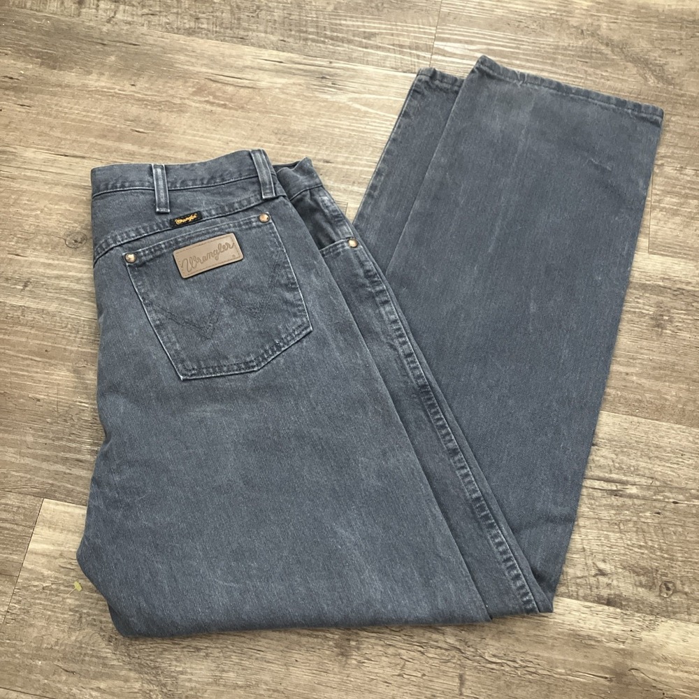 Wrangler Jeans Mens 35x32 Gray 13MWZGN Cowboy Cut Original Straight Denim Pants